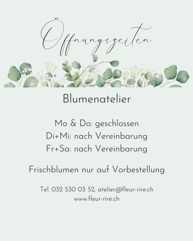 Öffnungszeiten ab 5. August 2025 nach Vereinbarung